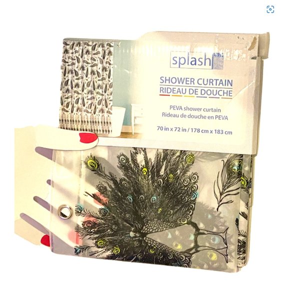 Peacock Peva Sheer Frosted Shower Curtain Splash Bathroom Decor - Picture 3 of 3